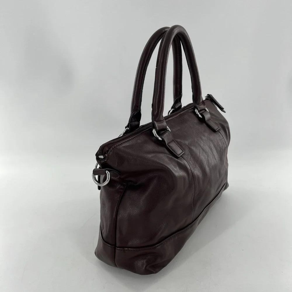 Tignanello‎ Brown Leather Tote Crossbody Medium Satchel & Keyring Detach Strap